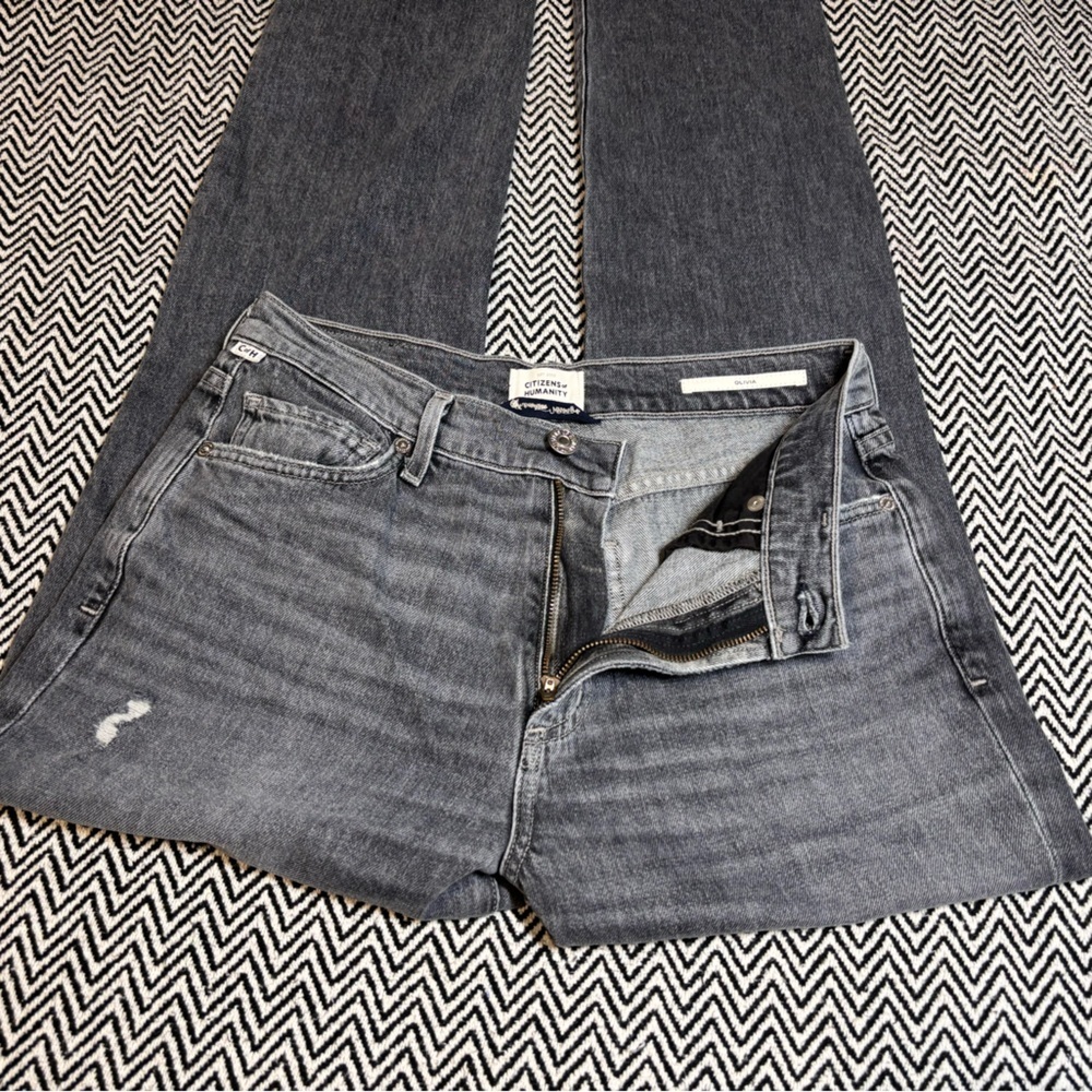 Citizens of Humanity | Olivia Crop High Rise Slim Straight Silvermist| Sz 26 - Picture 2 of 10